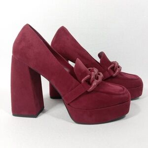 Open Edit in Red Cranberry Slip on Platform Pump Shoes(Size 9.5M)